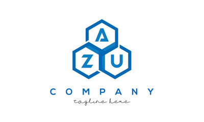 AZU three letters creative polygon hexagon logo 