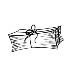 A stack of paper tied with a ribbon on a white background.Doodle illustration can be used in election designs.Vector.