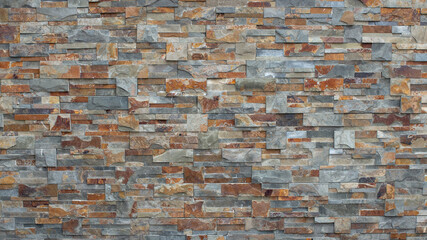 Panele Szklane  Multicolored brick stone wall texture facade for background, wallpaper, material for texture 3D