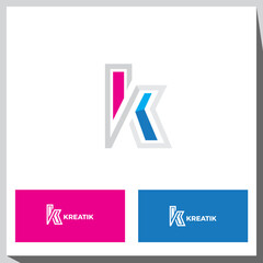 creative letter k logo with one line style