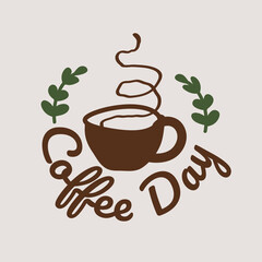 Coffee day logo design vector