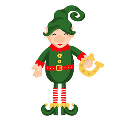 Little christmas elves isolated on white background. Happy New Year, Merry Xmas design element. Good for card, banner, flyer, leaflet, poster.