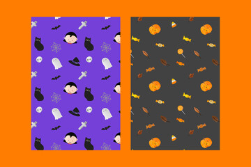 Halloween patterned seamless background vector set