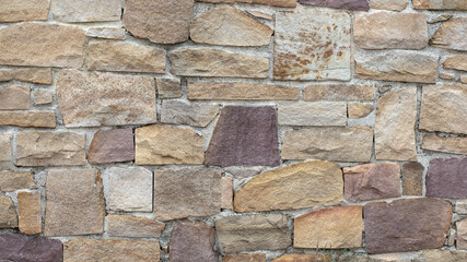 Texture wall stone yellow orane violet size joint cement for background, wallpaper, material for texture 3D