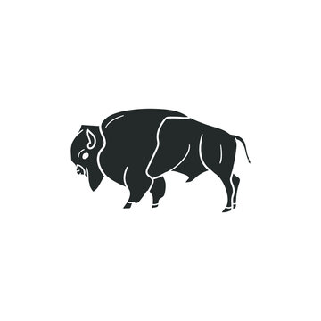 Bison Icon Silhouette Illustration. Buffalo Animal Vector Graphic Pictogram Symbol Clip Art. Doodle Sketch Black Sign.