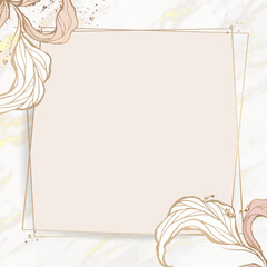 Rectangle frame with outline leaves decoration vector