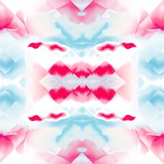 Optical kaleidoscope blur texture background. Seamless washed out symmetry ombre effect. 80s style retro geometric mirror pattern. High resolution beach wear fashion textile
