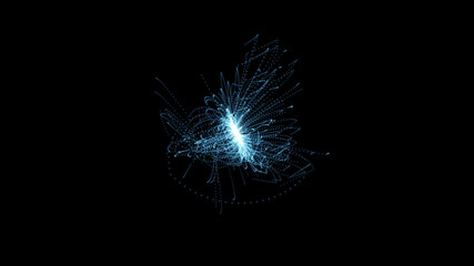abstract minimalistic black background with chaotic particles. particle call. 3d rendering