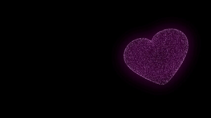 abstract
 black background with neon heart. pink glowing heart. 3d rendering