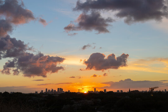 The Hague skyline at sunrise