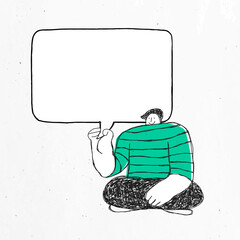 Man with speech bubble vector wearing green shirt