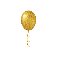 Golden realistic helium balloon.
