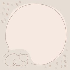 Cat frame, beige background aesthetic design vector