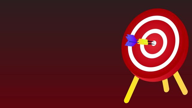 Throwing 3 arrows at a target - hitting bullseye 3 times colorful animation motion graphics