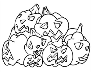 Pumpkins. Halloween. Coloring. Vector