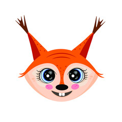 Squirrel face vector, animal icon. Squirrel wild animal face. Cute squirrel head portrait. Isolated on white background. Illustration for backgrounds, packaging, greeting cards, stickers, textile.