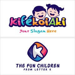 Colorful kids boy girl logo design