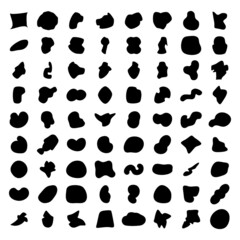 Fototapeta premium Abstract inkblot random shapes silhouettes elements forms design vector illustration