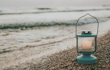 lantern on the seashore
