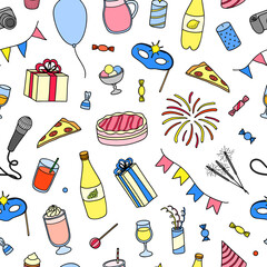 Seamless pattern with party items.