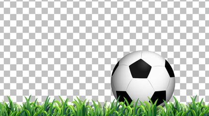 Football on the grass field on transparent background
