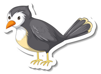 Sticker template with a gray bird isolated on white background
