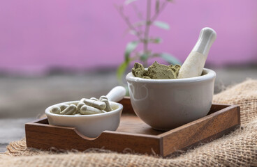 Herbal capsules Andrographis Paniculata.