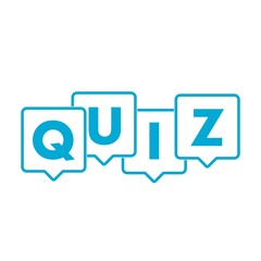 Quiz logo with speech bubble symbols isolated on white background
