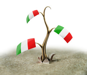 3d sprout with Italian flag on white