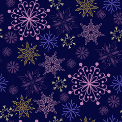 Christmas seamless pattern with snowflakes. Vector graphics.