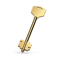 Golden key isolated on white background