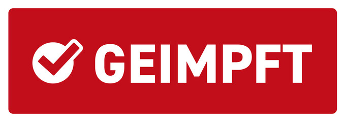 Corona virus 3G-Regel rot-Sticker geimpft 