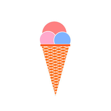 Ice cream cone vector. Simple ice cream clipart design.