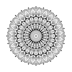 Abstract Hand drawn seamless mandala coloring book page design for kids and adult 