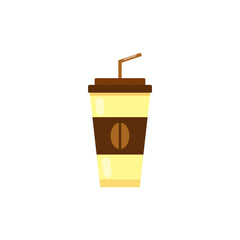 Colorful flat coffee to go icon.