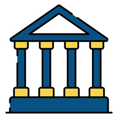 A flat design icon of library building