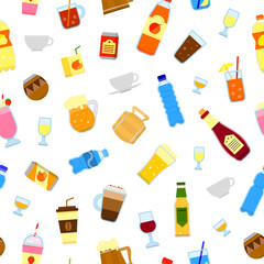 Seamless pattern with flat drinks.