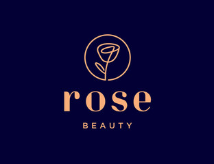 Luxury rose lineart logo