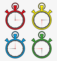 Countdown. Analog timer icons set, illustration, Clock picture, watch icon