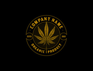 Vintage gold marijuana leaf logo