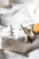 Camembert Cheese Sliced Closeup View