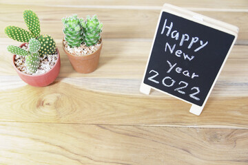 happy new year 2022 black board sign for background