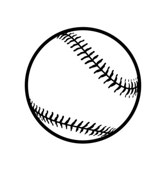 simple baseball black and white lineart