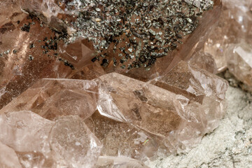 Macro mineral stone quartz chlorite Palygorskite rock on a white background