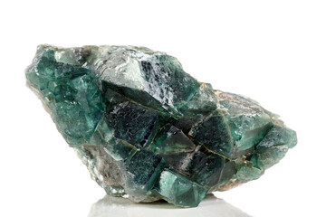 Macro mineral stone Fluorite on a white background