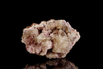 Macro mineral stone Pink Amethyst on a black background