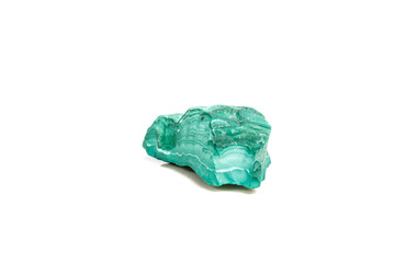 Macro mineral stone Malachite in the rock on a white background