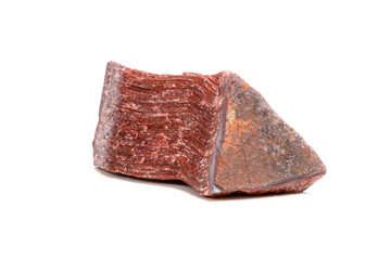 Macro mineral stone Bull eye, tiger's eye in the breed on a white background