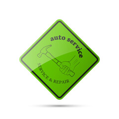 Vintage car symbols. Car service icon, vehicle sale retro label. Auto car related signs and symbols, various design ribbons emblems. Logo shop sale auto parts, repair vehicle. Automobile workshop logo