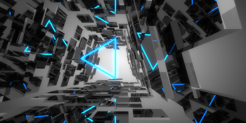 3D abstract background with neon lights. neon tunnel. .space construction . .3d illustration33